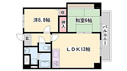 グリーンハイツ東山 2LDKの間取図画像