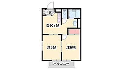 レオパレス白浜第2 2DKの間取図画像
