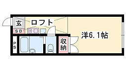レオパレスビオトープ 1Kの間取図画像
