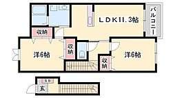 ウィルヴェスティージ壱番館 2LDKの間取図画像