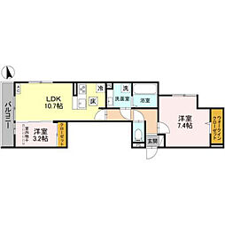 三木市大塚1丁目アパート 2LDKの間取図画像
