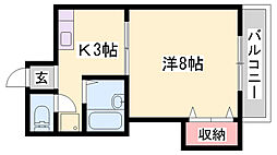ガーデン西庄の里 1Kの間取図画像