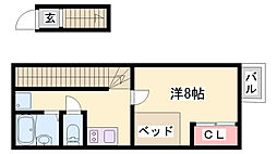 レオパレスジゥイール富永 1Kの間取図画像