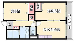 クインシー15 2DKの間取図画像