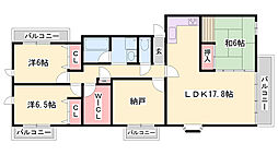 カンフォートやすむろ 3SLDKの間取図画像