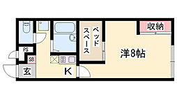 レオパレスシオミダイ 1Kの間取図画像