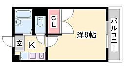 レオパレスゴールドレジデンス嘉寿HIMEJI 1Kの間取図画像