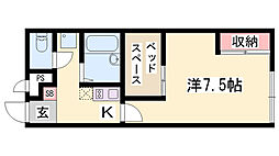 レオパレス龍野 1Kの間取図画像