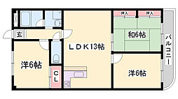 グリーンハイツ中島 3LDKの間取図画像