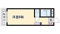 パステルSK ワンルームの間取図画像
