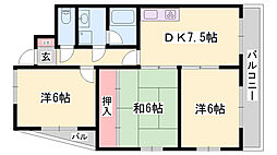 ピュアコート北八代 3DKの間取図画像