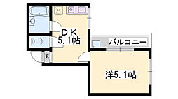 ぐらんじゅーる白鷺 1DKの間取図画像