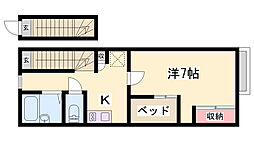 レオパレスエメラルド 1Kの間取図画像