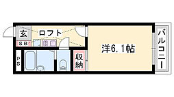 レオパレスカサロ野里 1Kの間取図画像