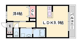 プランドール三木 1LDKの間取図画像