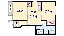 ハーブテラス1リーフ 2DKの間取図画像