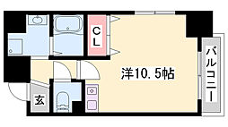 延末アートスカイハイツ ワンルームの間取図画像