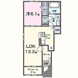 ステラ野里 1LDKの間取図画像