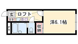 レオパレス馬田 1Kの間取図画像