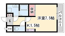 パイン・ワン 1Kの間取図画像
