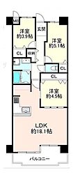 サンヴェール須磨妙法寺 3LDKの間取図画像