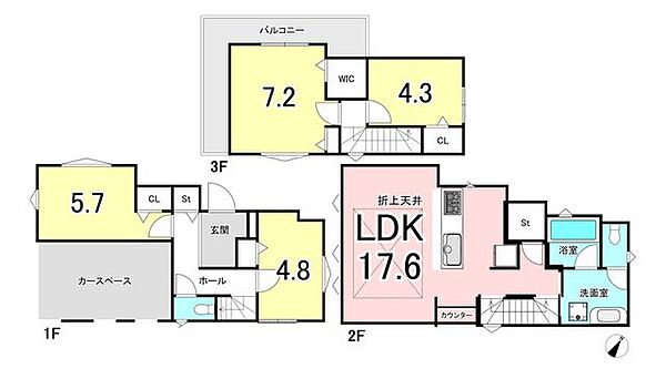 吹き抜けが開放的なリビングは空間をさらに広くみせ、窓からの光をたっぷり取り込みます。集いの場、憩いの場としての快適性を求めたやすらぎの空間です。リビングイン階段で家族のコミュニケーションが深まります。
