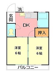 清水ハイツ 2Kの間取図画像