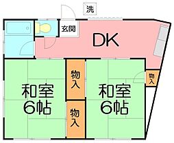 第2浜美荘 2Kの間取図画像