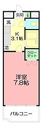 プレーヌデュラン 1Kの間取図画像