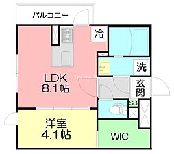 fleurs de cerisier 1LDKの間取図画像