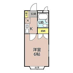 クレアール茅ヶ崎2 1Kの間取図画像