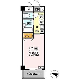 湘南abs 1Kの間取図画像