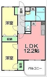 ラルジュテール 2LDKの間取図画像