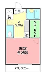 アビタシオン湘南 1Kの間取図画像