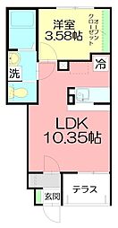 サン・サンスプリング 1LDKの間取図画像