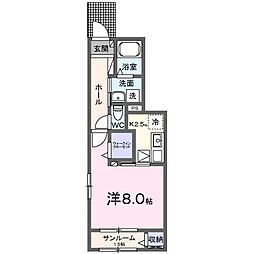 カレント湘南 1Kの間取図画像