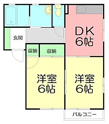 湘南ブライトC 2DKの間取図画像