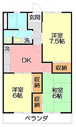 エステート萩園 3DKの間取図画像