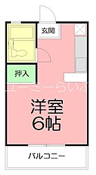 アーバンハイツ富士B ワンルームの間取図画像