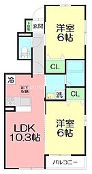 セレナオモダカ 2LDKの間取図画像