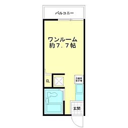 神明ハイツ ワンルームの間取図画像
