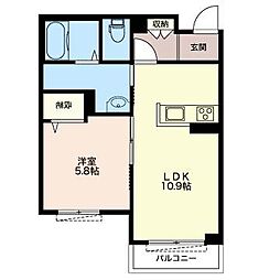 シャーメゾンK湘南 1LDKの間取図画像