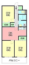 ダンデライオン鵠沼 3DKの間取図画像