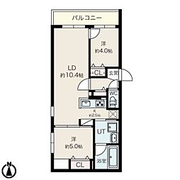 札幌市西区発寒三条2丁目マンション 2LDKの間取図画像