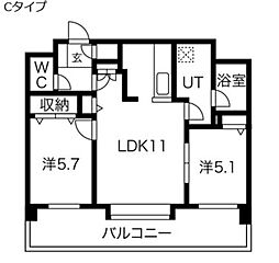 ウエストヒルコート2 2LDKの間取図画像