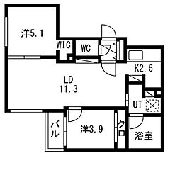 テラスサクラ 2LDKの間取図画像