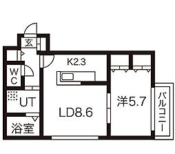 セルバテール琴似 1LDKの間取図画像
