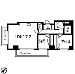 コンドー円山KIRARI 2LDKの間取図画像