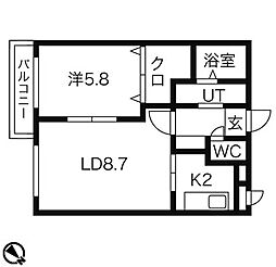 ウィステリア1 1LDKの間取図画像