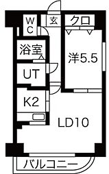 八軒六条舘 1LDKの間取図画像